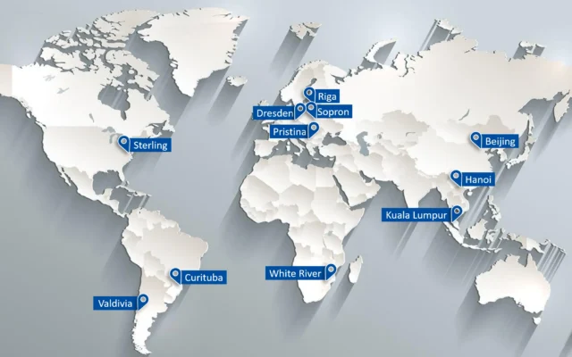 Weltkarte mit Standorten der internationalen Netzwerkpartner der EPH