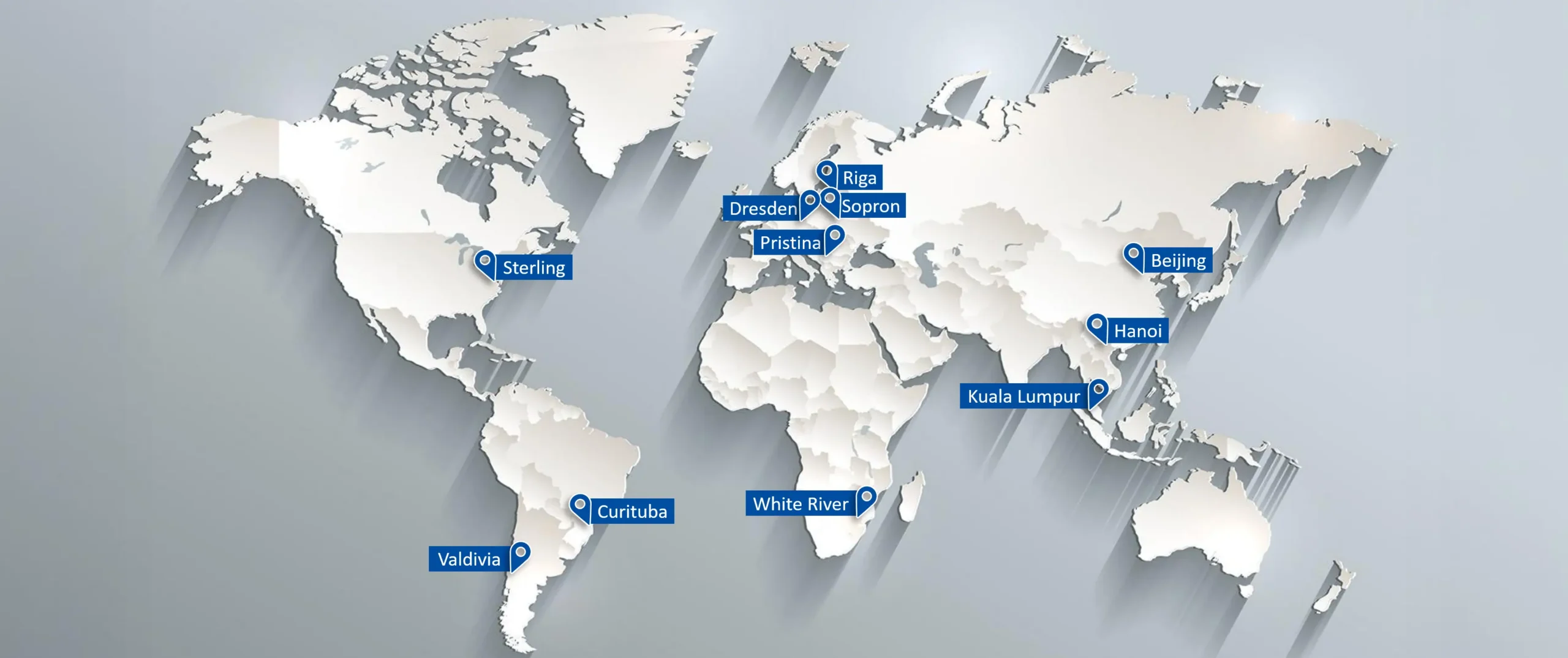 Weltkarte mit Standorten der internationalen Netzwerkpartner der EPH