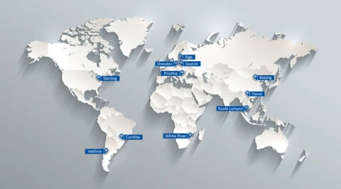 World map with locations of international EPH representatives